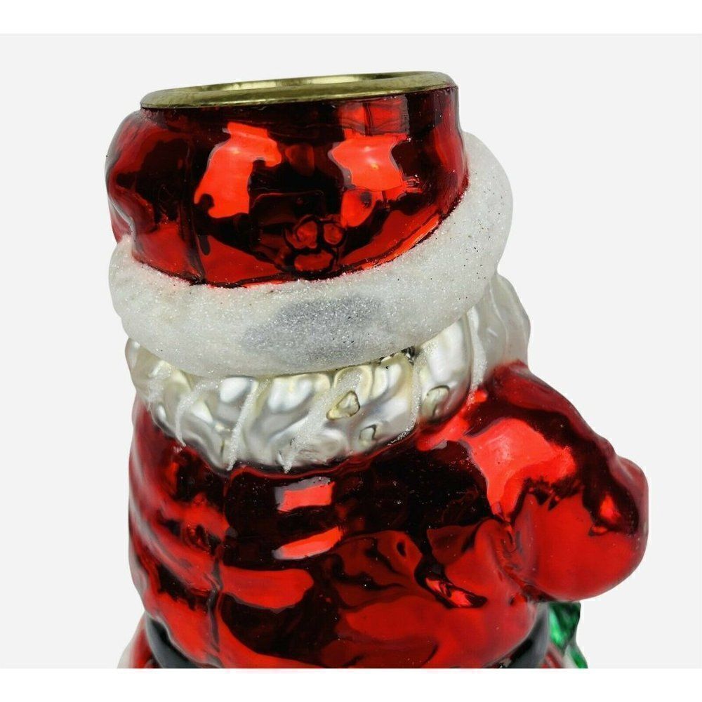 Traditions Blown Glass Christmas Tea Light Candle Holder Set of 3 Santa Snowman - Picture 10 of 12